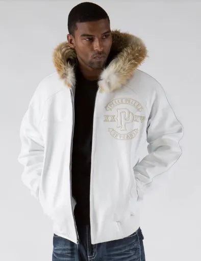 Pelle Pelle Panther Fur Hood White Plush Mens Leather Jacket image 0