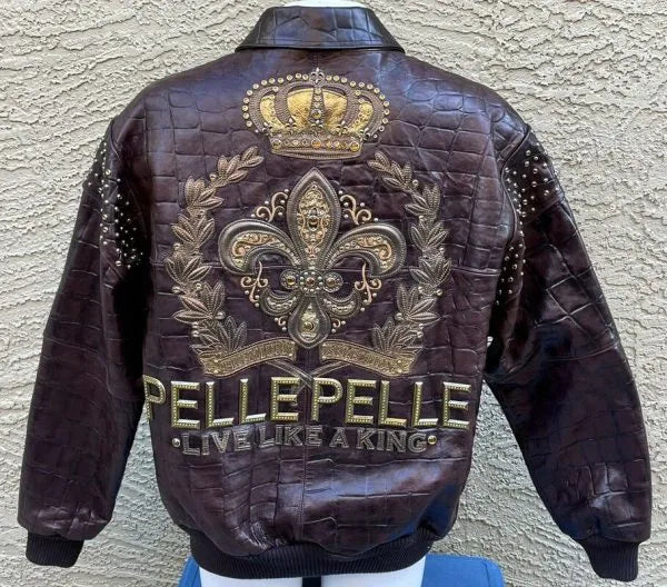 Pelle Pelle Buchanan “Live Like A King” Alligator Brown Leather Jacket image 1
