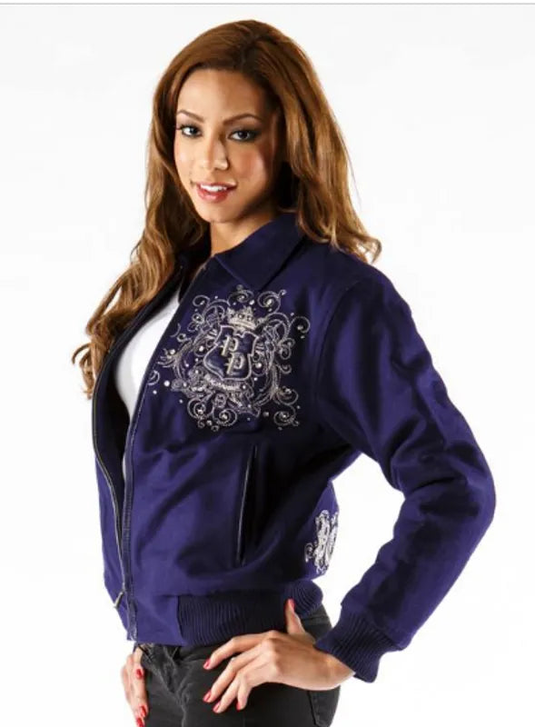 Pelle Pelle Womens Triple Crest Shirt Collar Blue Jacket image 0