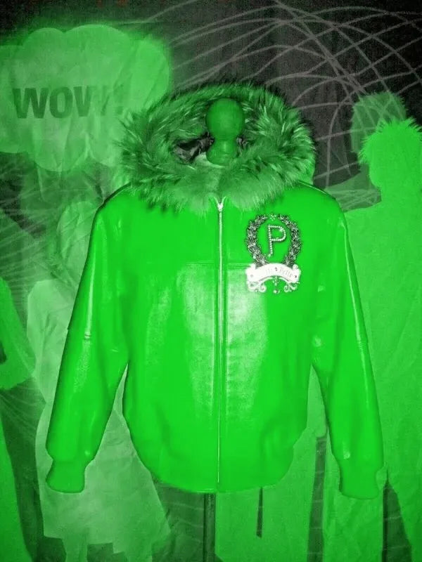 Pelle Pelle Fur Trim Bomber Green Jacket image 0