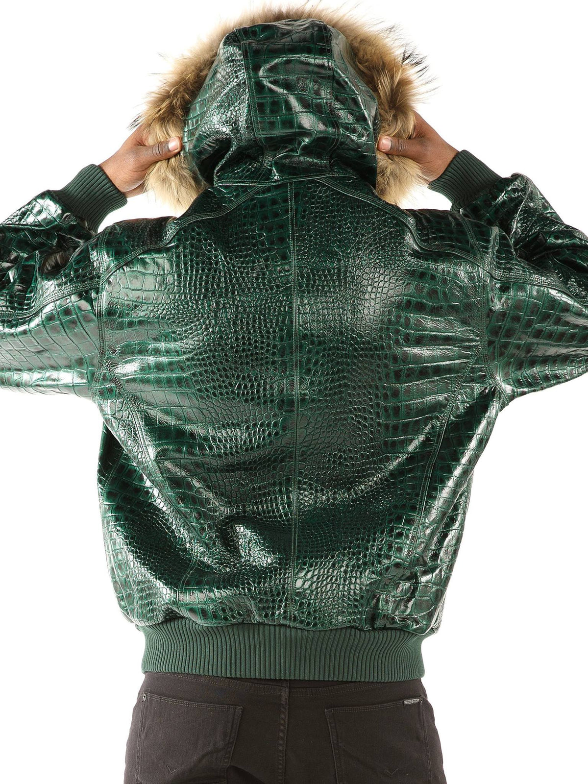 Pelle Pelle Basic Nile Green Two Tone Cayman Leather Jacket image 1