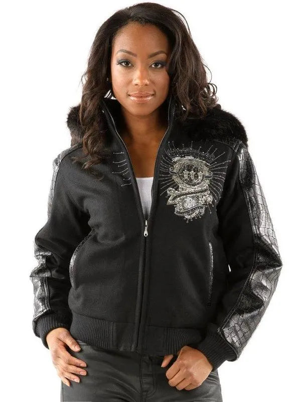 Pelle Pelle Womens Vintage Varsity Black Leather Jacket image 0