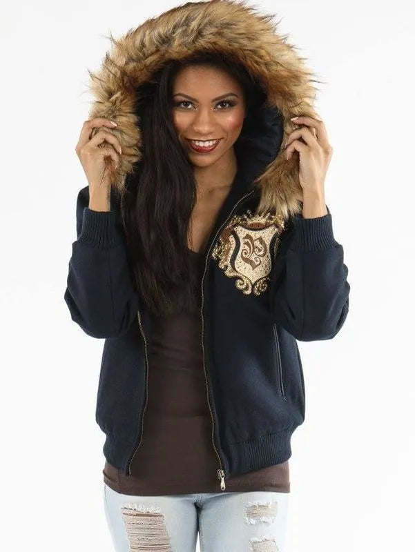 Pelle Pelle Womens Signature Blue Wool Jacket image 0