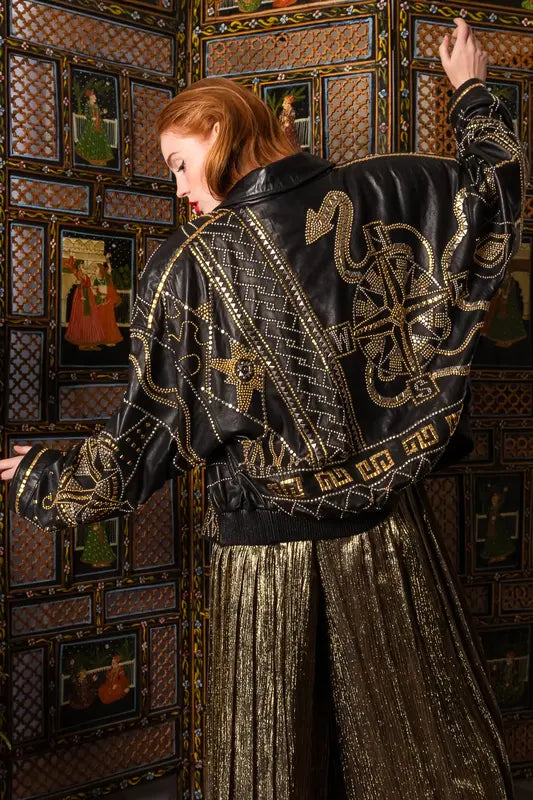 Womens Pelle Pelle Compass Studded Leather Jacket image 0