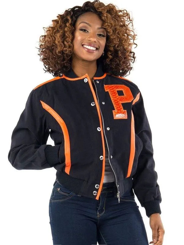 Pelle Pelle Womens Letterman Bomber Navy Blue Varsity Jackets image 0