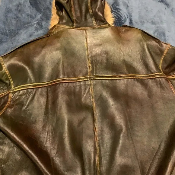 Pelle Pelle Leather with Fur Hoodie Jacket image 1
