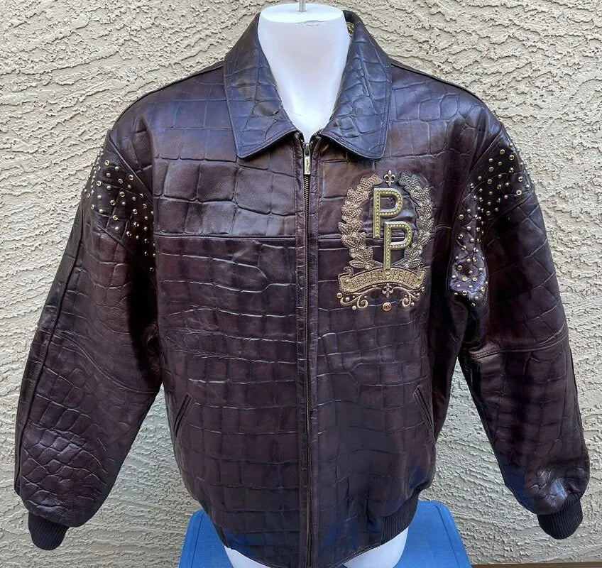 Pelle Pelle Buchanan “Live Like A King” Alligator Brown Leather Jacket image 0