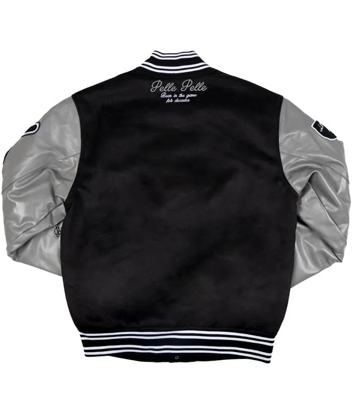 Pelle Pelle Black World Famous Wool and Leather Varsity Jacket image 1