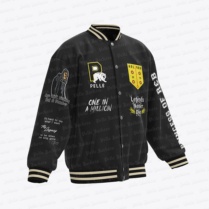 Aaliyah Legends Never Die Black Varsity Jacket image 3