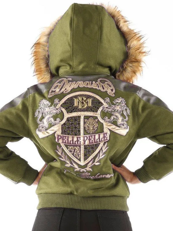 Pelle Pelle Womens Dynasty Olive Hooded Jacket image 1