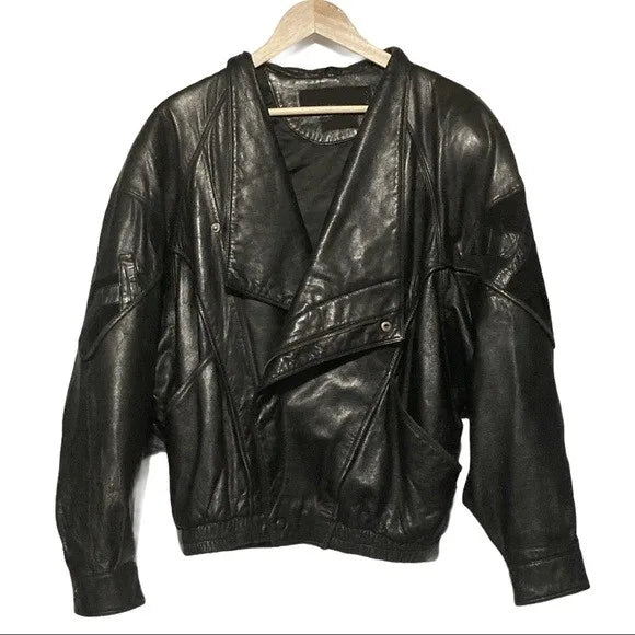 Pelle Pelle Black Drop Down Collar Leather Jacket image 0