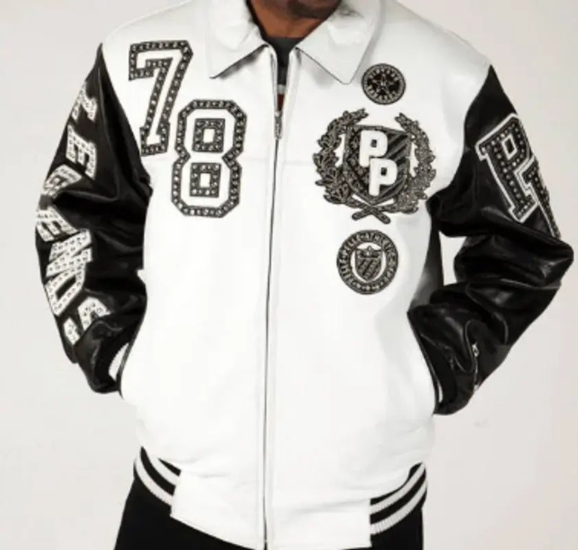 Pelle Pelle White Black Legend Varsity Jacket image 0