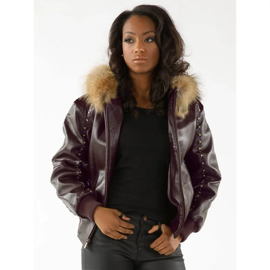 Authentic Pelle Pelle Studded Line Jacket Burgundy image 0