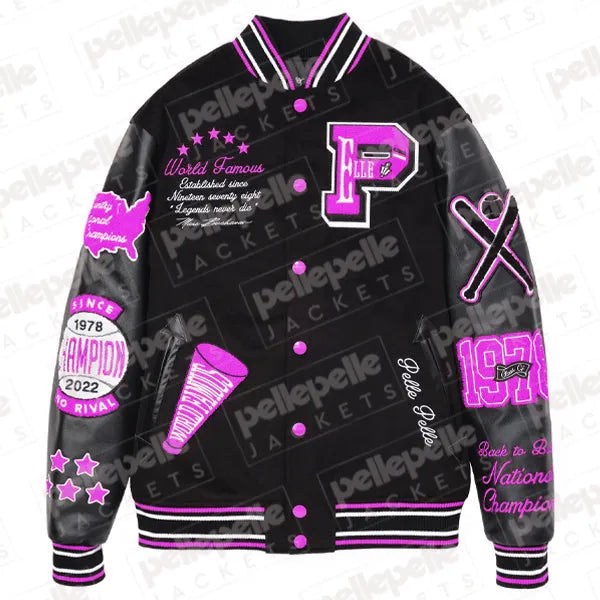 Pelle Pelle Varsity New Black and Light Purple Jacket image 0