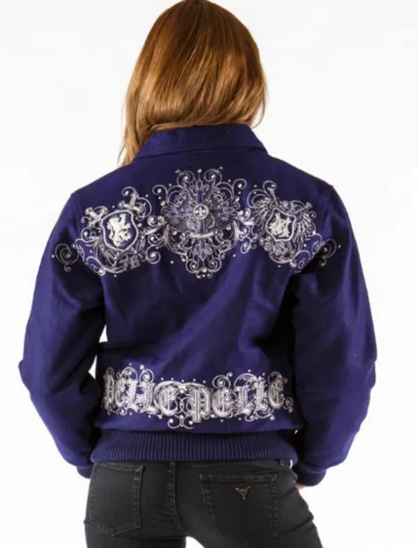 Pelle Pelle Womens Triple Crest Shirt Collar Blue Jacket image 1