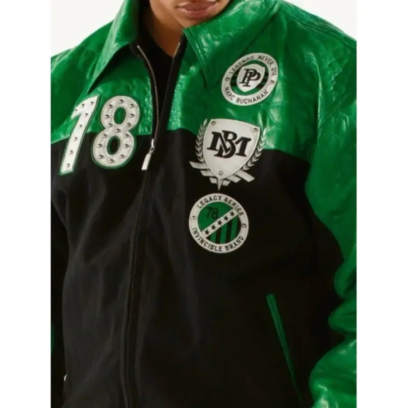 Pelle Pelle Green Black Varsity Jacket image 2