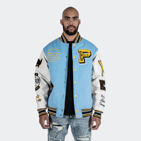 Men’s Pelle Pelle Wool Varsity Jacket Light Blue image 0