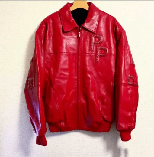 Red Pelle Pelle Studded Leather Jacket image 0