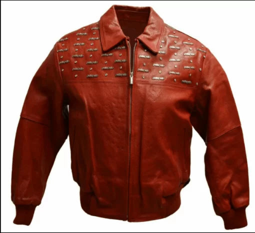 Red & White Pelle Pelle Emblem Leather Jacket image 0