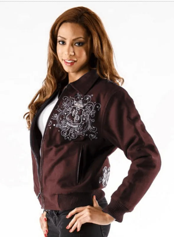 Pelle Pelle Womens Triple Crest Shirt Collar Maroon Jacket image 0