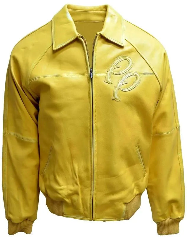 Yellow Pelle Pelle Bomber Leather Jacket image 0