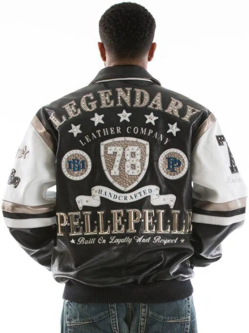 Pelle Pelle Encrusted Varsity Navy Plush Jacket image 0