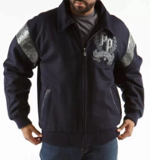 Pelle Pelle Blue Wool Live Like A King Jacket image 0