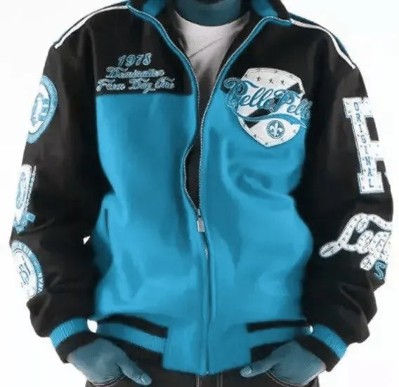 Pelle Pelle World Turquoise and Black Varsity Jacket image 0