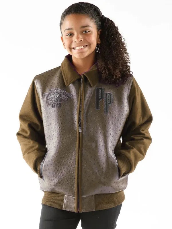 Pelle Pelle Kids Brown Shirt Collar Jacket image 0