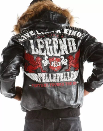 Black Red Pelle Pelle Live Like A King Studded Jacket image 0
