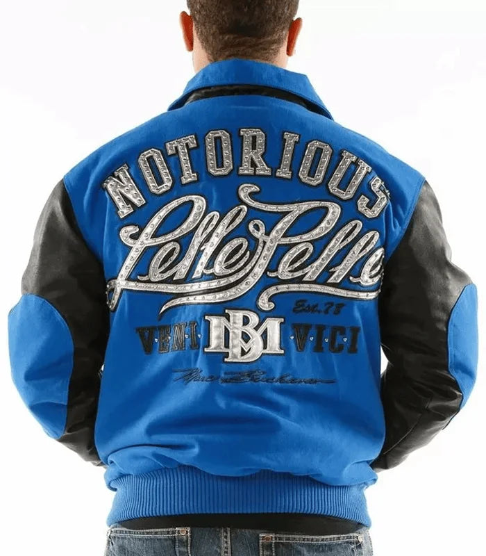 Men’s Pelle Pelle Blue And Black Leather and wool Jacket image 1