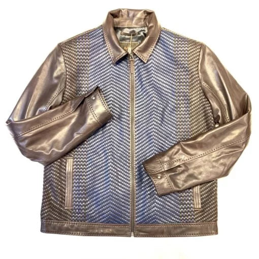 PelleSi Chocolate Blue Bomber Jacket image 0