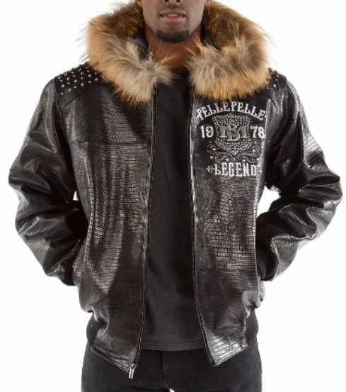 Brown Pelle Pelle Live Like A King Studded Jacket image 0