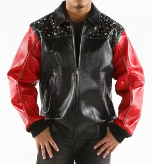 Black Red Born Free Studded Eagle Jacket image 0