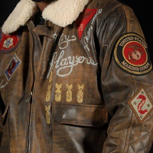 Pelle Pelle Mens Make’n It Rain Brown Bomber Leather Jacket image 2