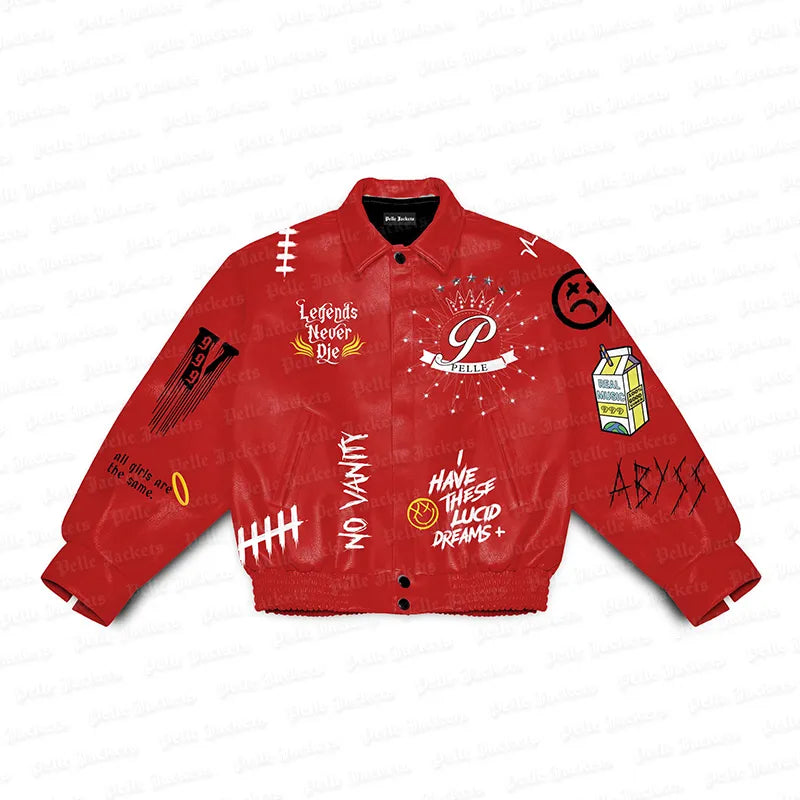 Juice WRLD Legends Never Die Red Varsity Jacket image 0