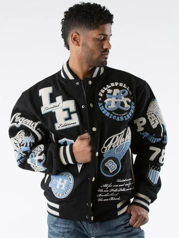 Pelle Pelle Men Black Legend Varsity Jacket image 0