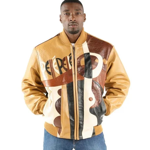 Pelle Pelle Mens Picasso Plush Yellow Brown Jacket image 0