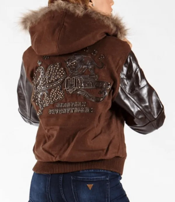 Pelle Pelle Brown Fur Hooded Wool Jacket image 0