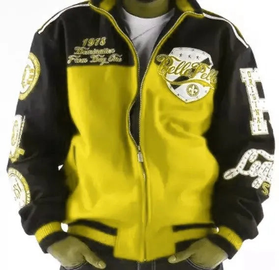 Pelle Pelle World Yellow and Black Varsity Jacket image 0