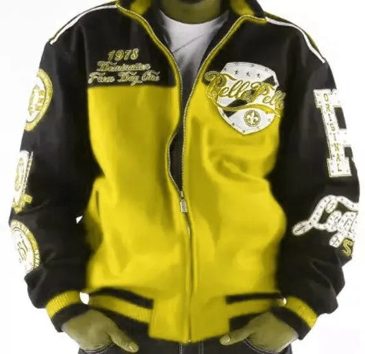 Pelle Pelle World Yellow and Black Varsity Jacket image 0