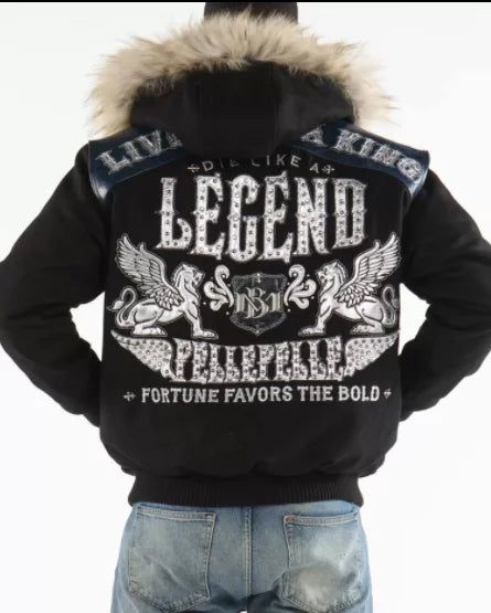 Pelle Pelle Fur Hood Black Live Like A King Wool Jacket image 0