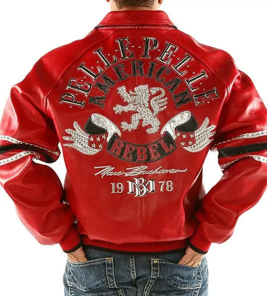 Bold Pelle Pelle Rebel Red Studded Jacket image 0