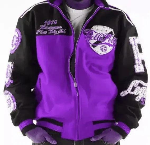 Pelle Pelle World Purple and Black Varsity Jacket image 0