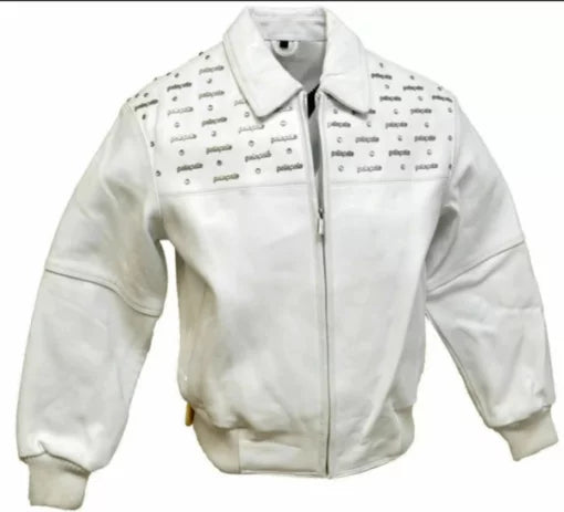 Red & White Pelle Pelle Emblem Leather Jacket image 2