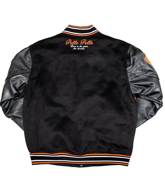 Pelle Pelle World Famous Black Wool and Leather Varsity Jacket image 1