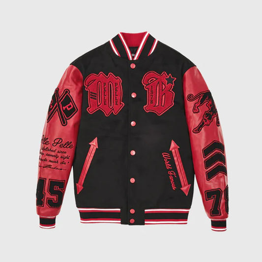 Men’s Pelle Pelle Wool Varsity Jacket Black/Red image 0