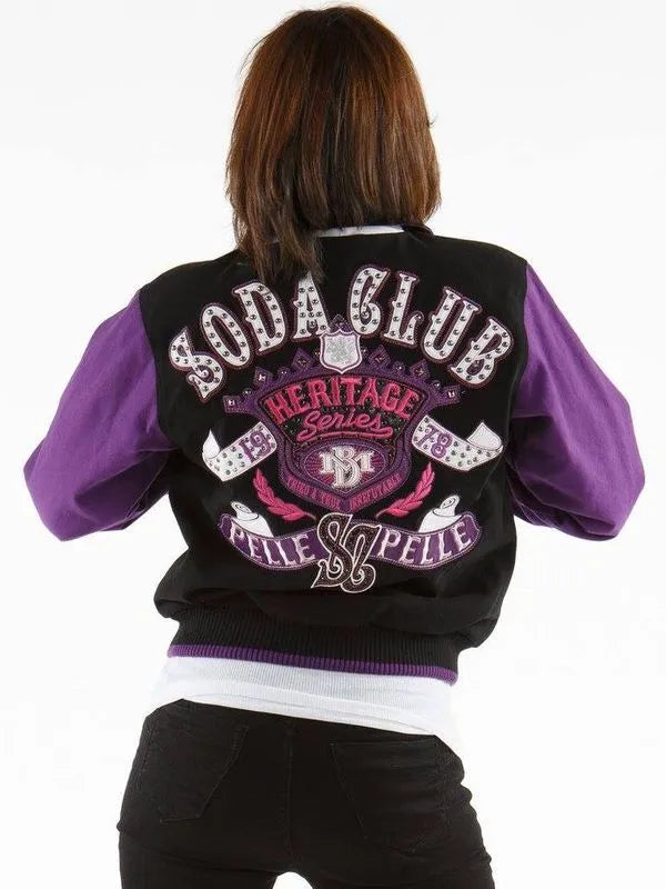 Pelle Pelle Womens Heritage Series Purple & Black Wool Jacket image 1