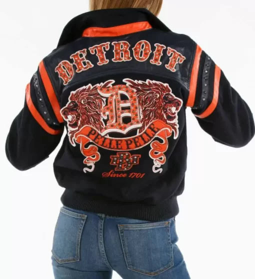 Pelle Pelle Navy Detroit Lions Wool Leather Jacket image 0