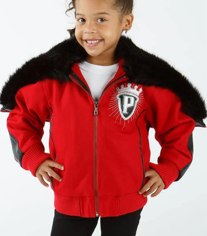 Pelle Pelle Girls Red and Black Fur Jacket image 0